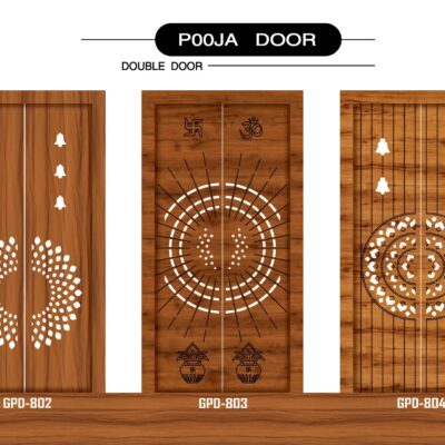 Wooden pooja door with carving