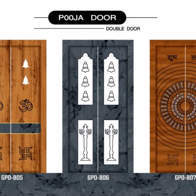 Wooden pooja door with carving